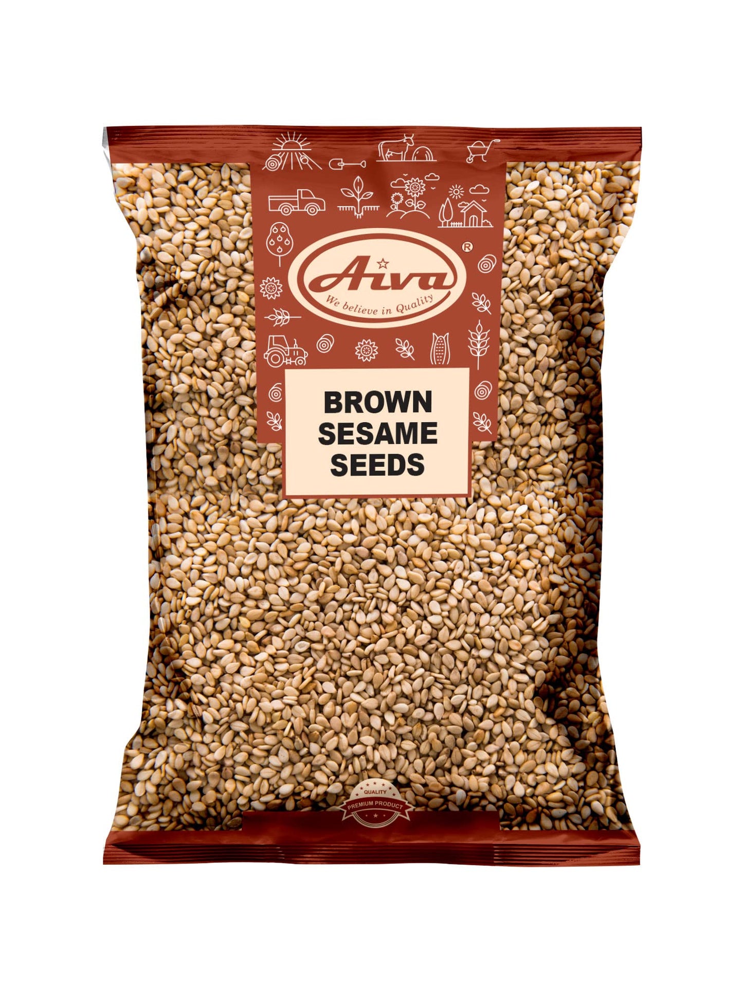 Aiva Sesame Seeds Brown (5 LB) - Whole Unhulled Seeds for Cooking, Baking, and Garnishing