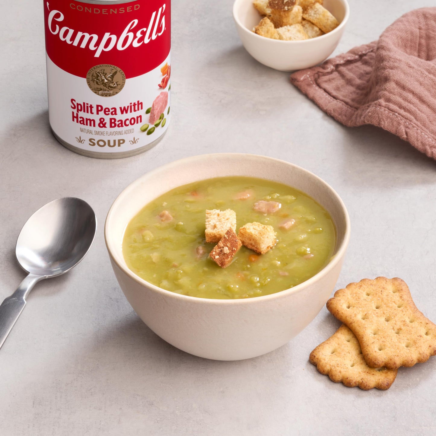 Campbells Condensed Split Pea Soup With Ham and Bacon, Natural Smoke Flavoring Added, 11.5 oz Can