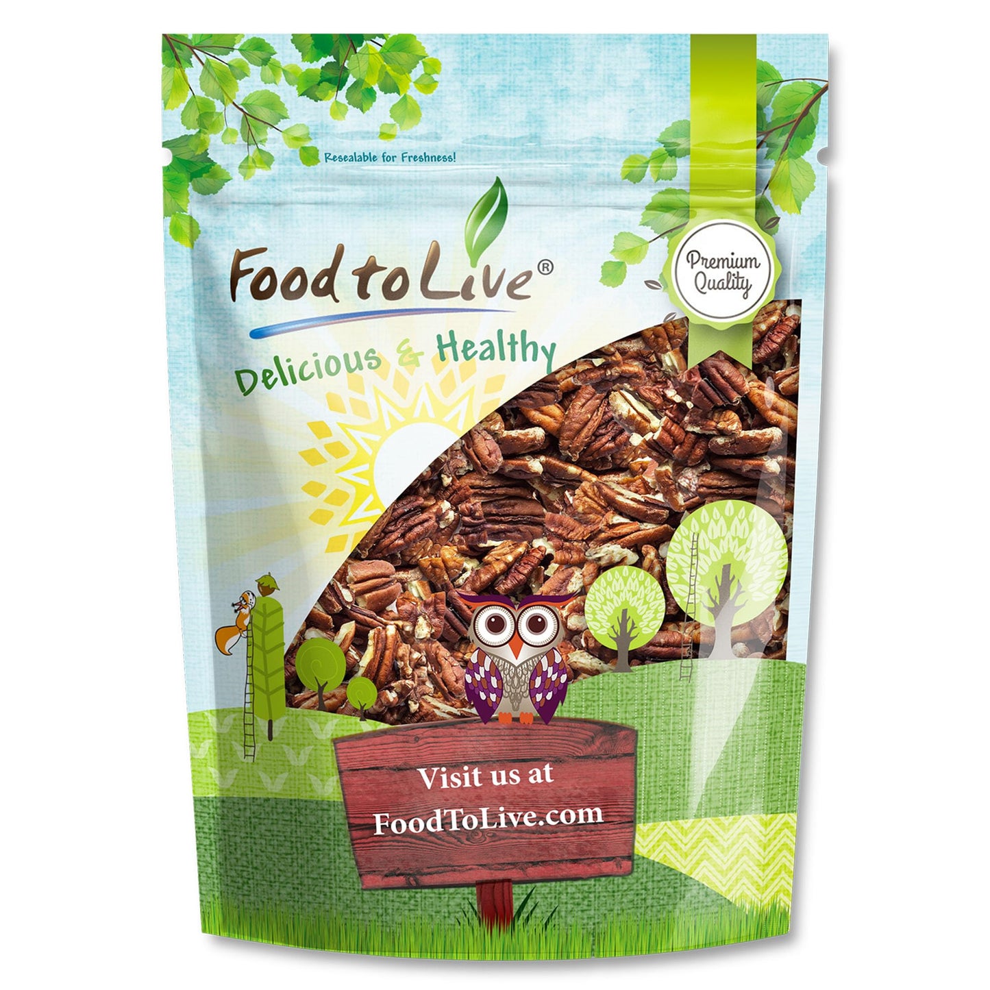 Food to Live Dry Roasted Pecan Pieces, 8 Ounces - Rich in Flavor and Crunch, Oven Roasted, No Oil Added, Unsalted, Perfect for C