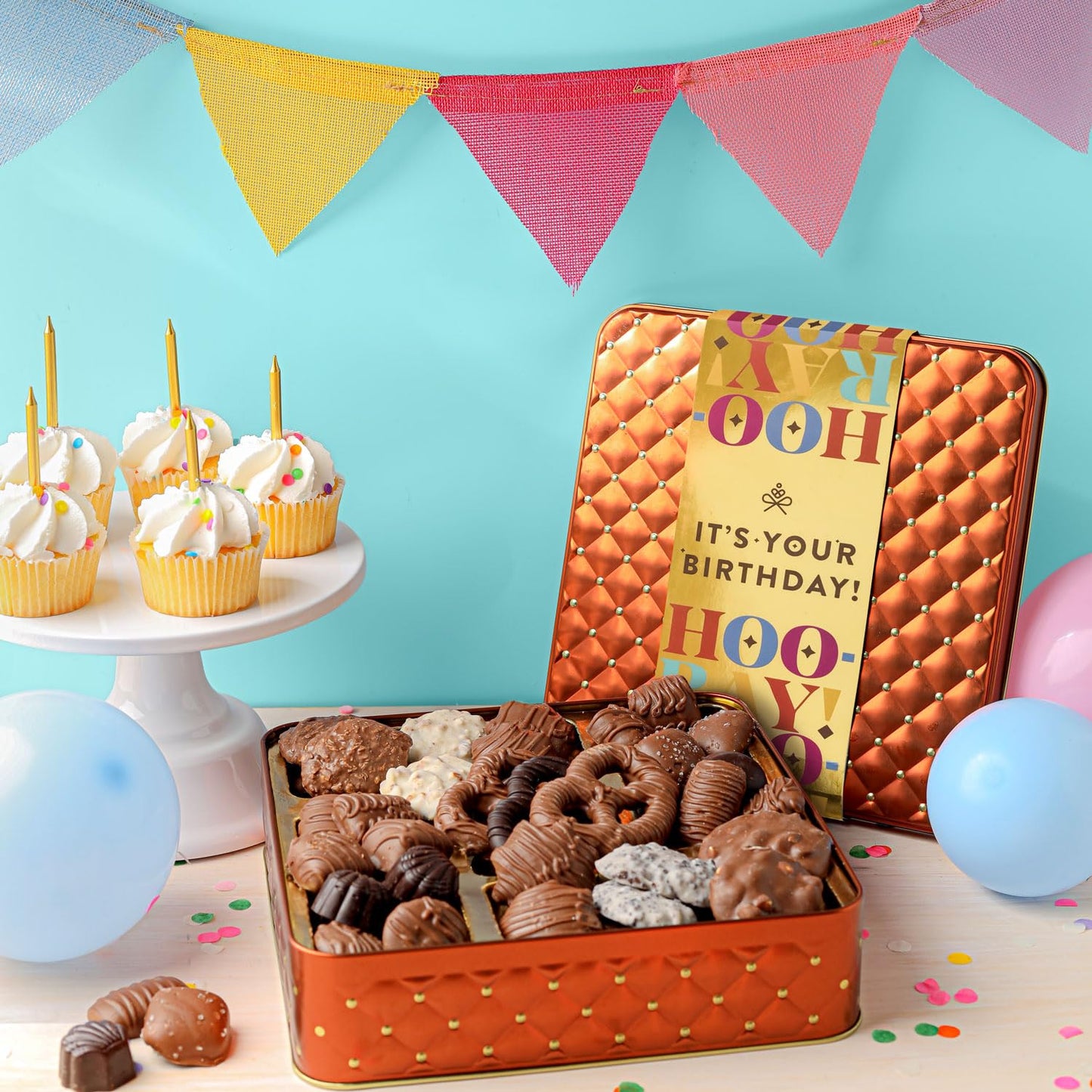 BONNIE AND POP - Birthday Food Gift Basket, Happy Birthday Chocolate, Birthday Gift Box, Food Birthday Gifts for Women and Men,