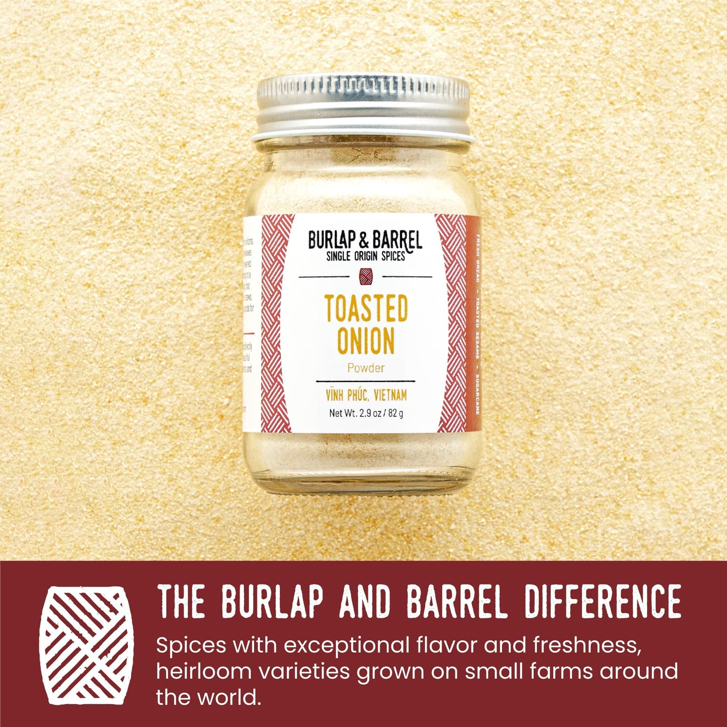 Burlap & Barrel Toasted Onion Powder – Savory Sweet Flavor – 2.9oz Glass Jar