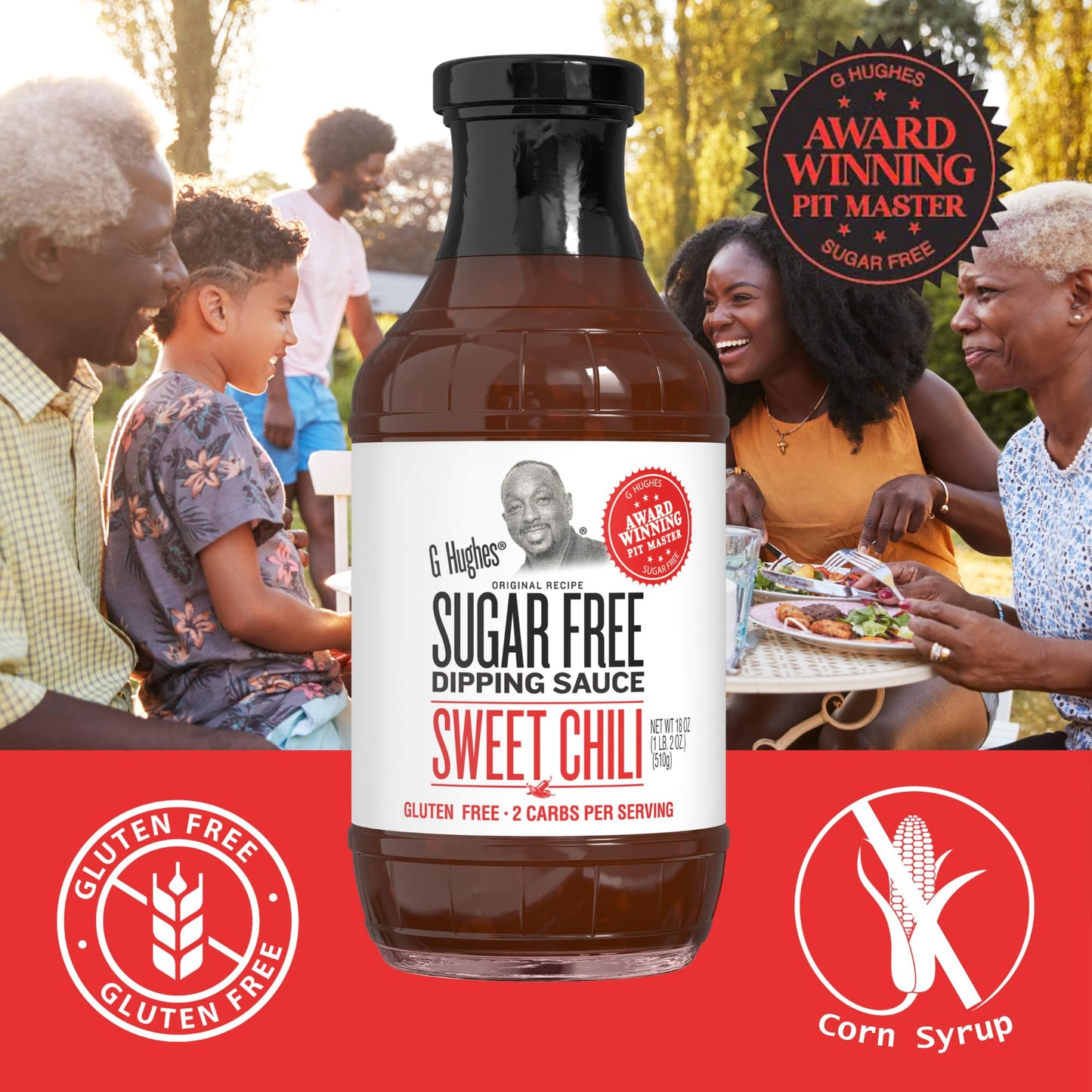 G Hughes Sugar Free, Sweet Chili Sauce - Gluten Free Dipping Sauces, Sugar Free Sauce, Hot Sauce, Low Carb Red Chili Sauce, Spic