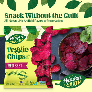 Heaven & Earth Beet Chips 1Oz (6 Pack) Crisp And Delicious | Gluten Free | Certified Kosher (Including Passover)