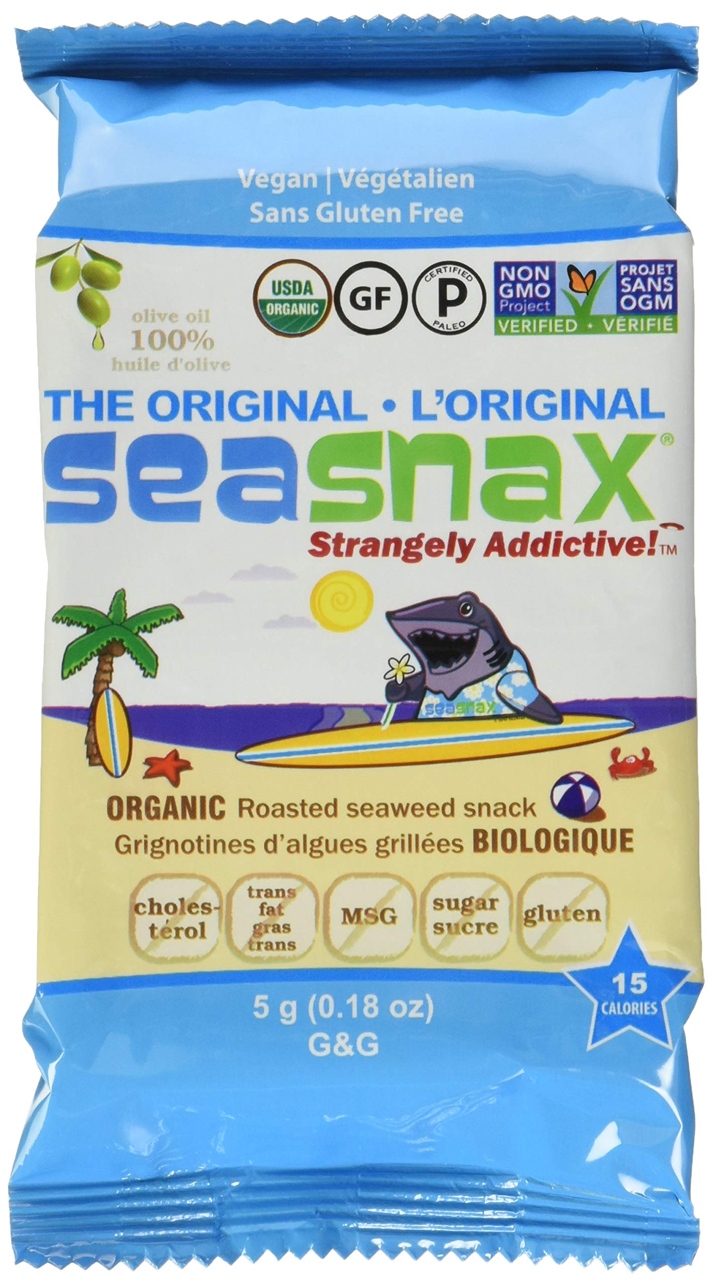Seasnax Organic Olive Oil Seaweed Snack, 0.18 Oz (Pack Of 6)