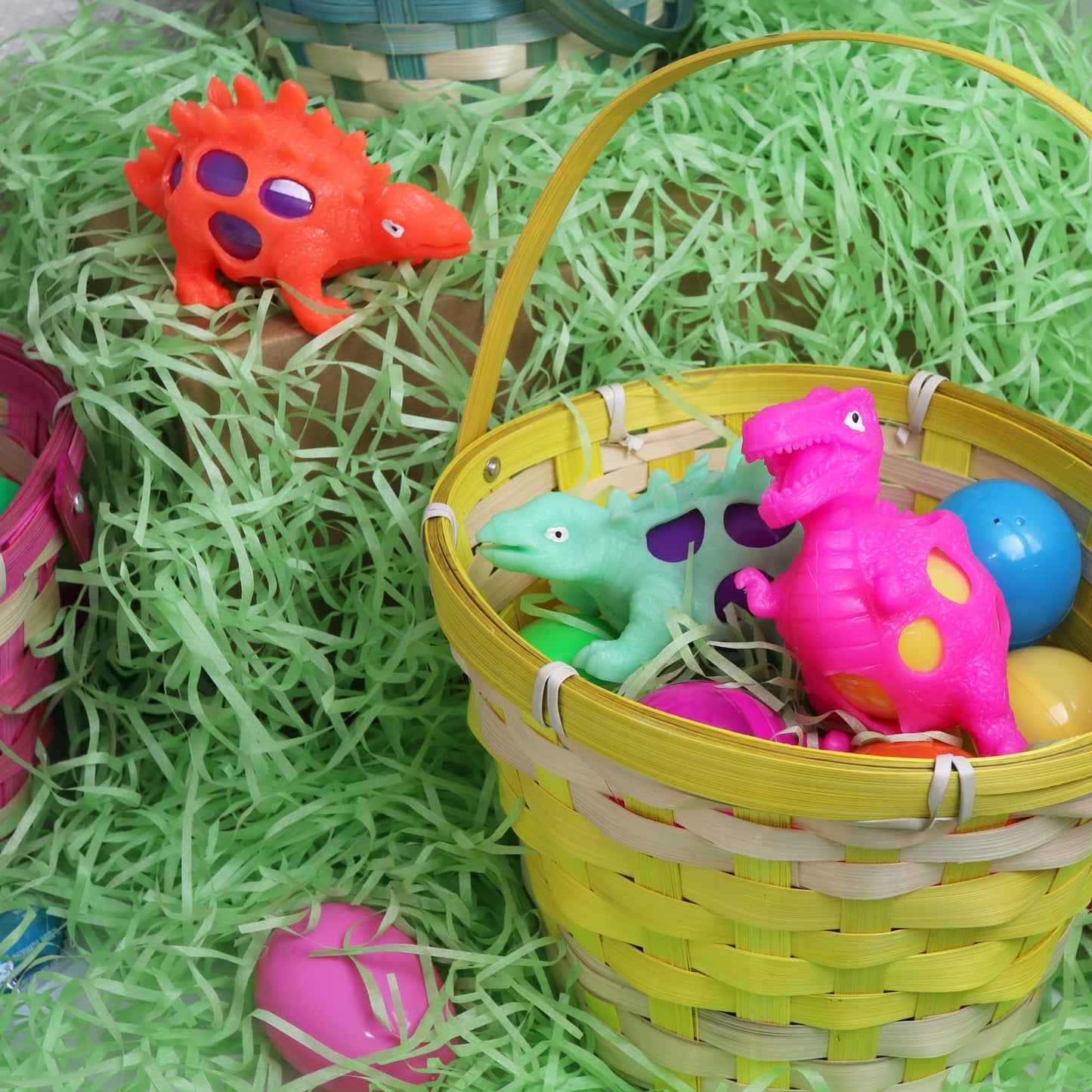Rubber Dinosaur Easter Eggs, Prefilled With Hard Candies, Basket Stuffer Gifts, Color May Vary (Pack Of 4)