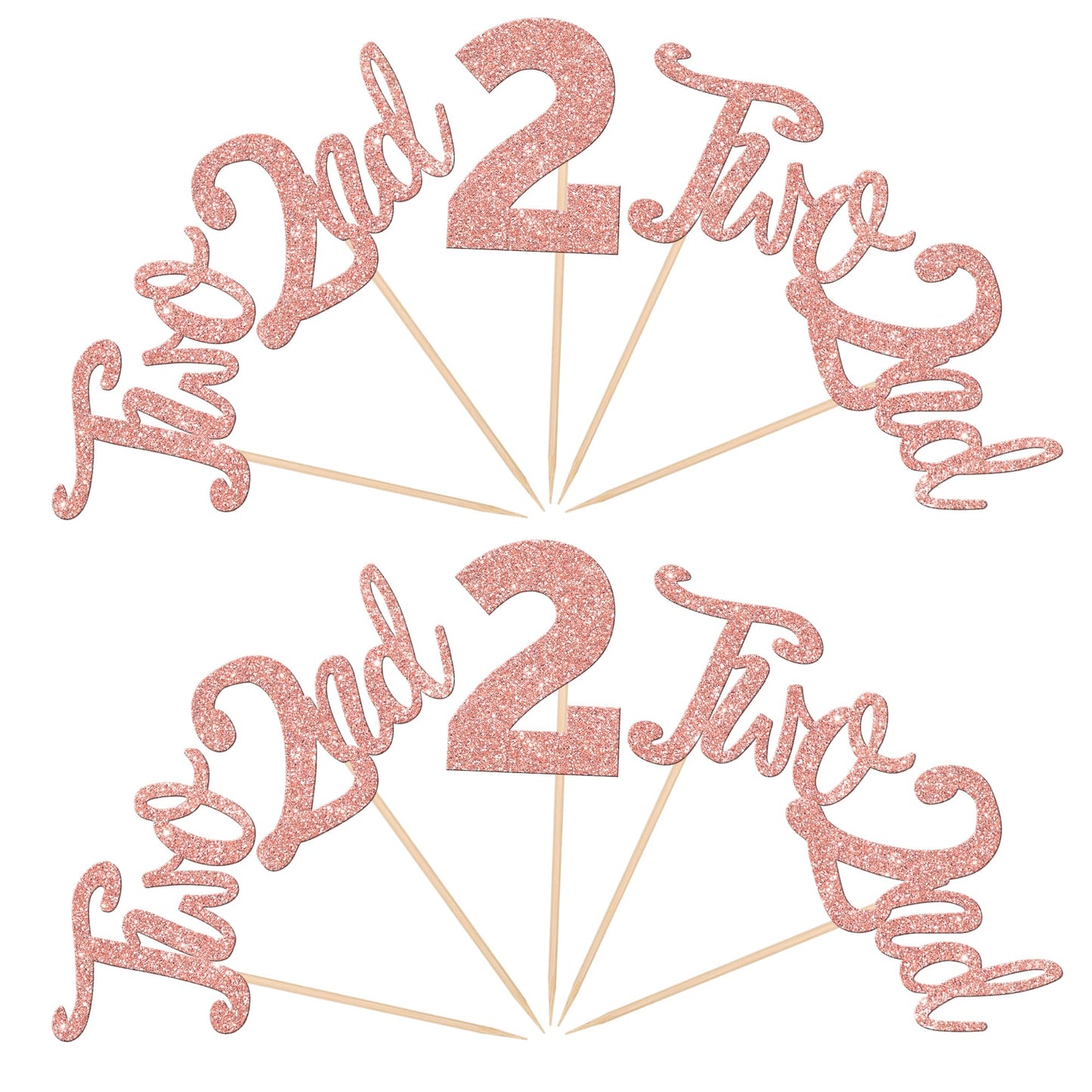 24 Pcs 2Nd Birthday Cupcake Toppers Glitter Two Cupcake Picks Number 2 Second Birthday Cupcake Decorations For Baby Shower Kids