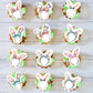 30Pcs Edible Easter Bunny Ear Cupcake Toppers Edible Rabbit Ears Bowknot Cupcake Picks Wafer Paper Bunny Ear Cake Toppers For Ha