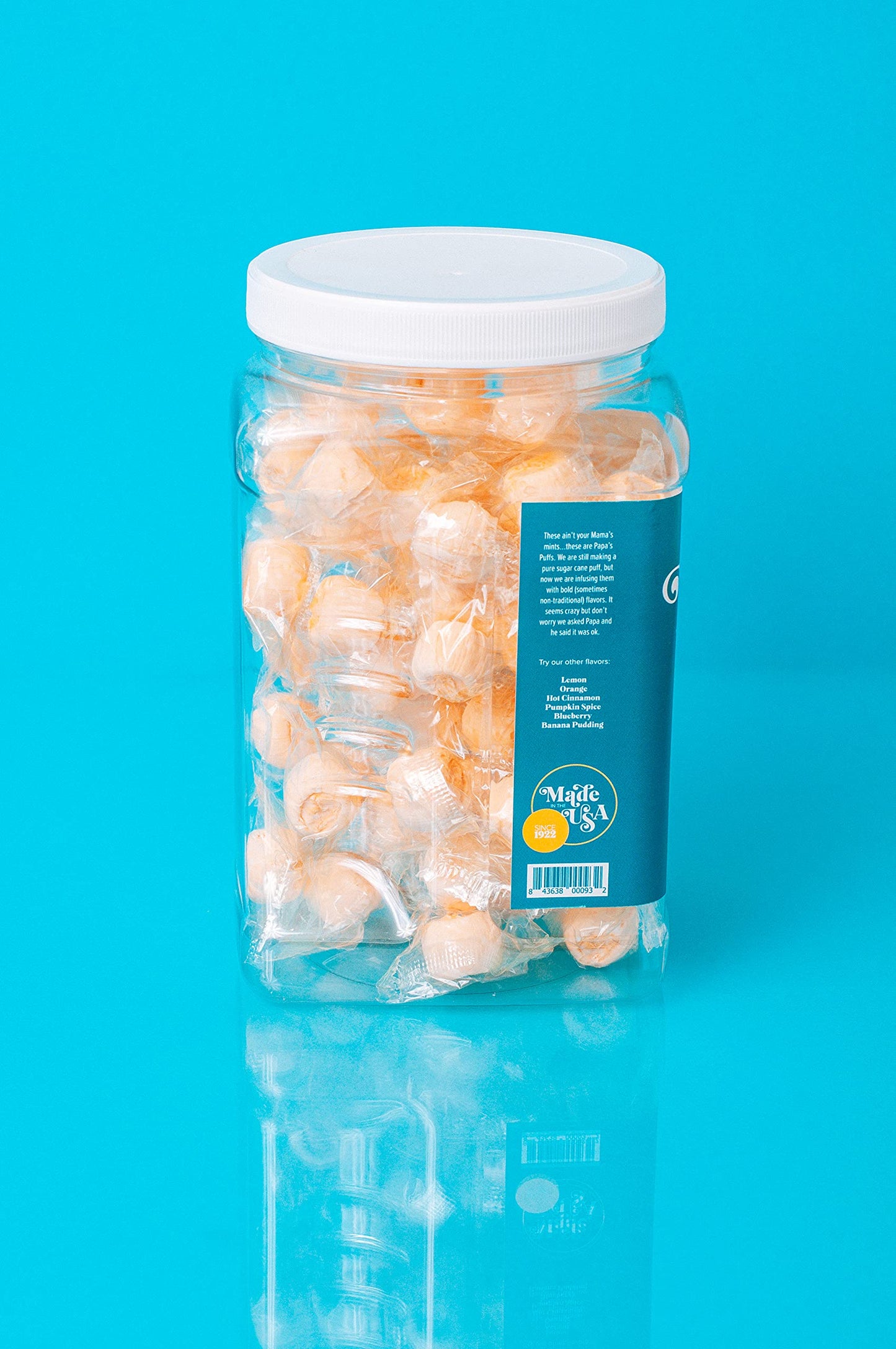 Papa'S Puffs Tropical Flavored Pure Sugar Candy - Individually Wrapped In Resealable Tub - Fat-Free, Gluten-Free, Cholesterol-Fr
