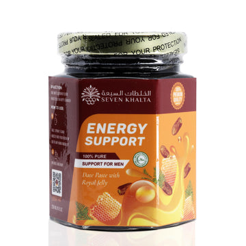 Seven Khalta Energy Support Men - 8Oz Pure Date Paste - Sidr Honey with Pecan Nuts, Ginger Extract - Black Seed - Delicious and 