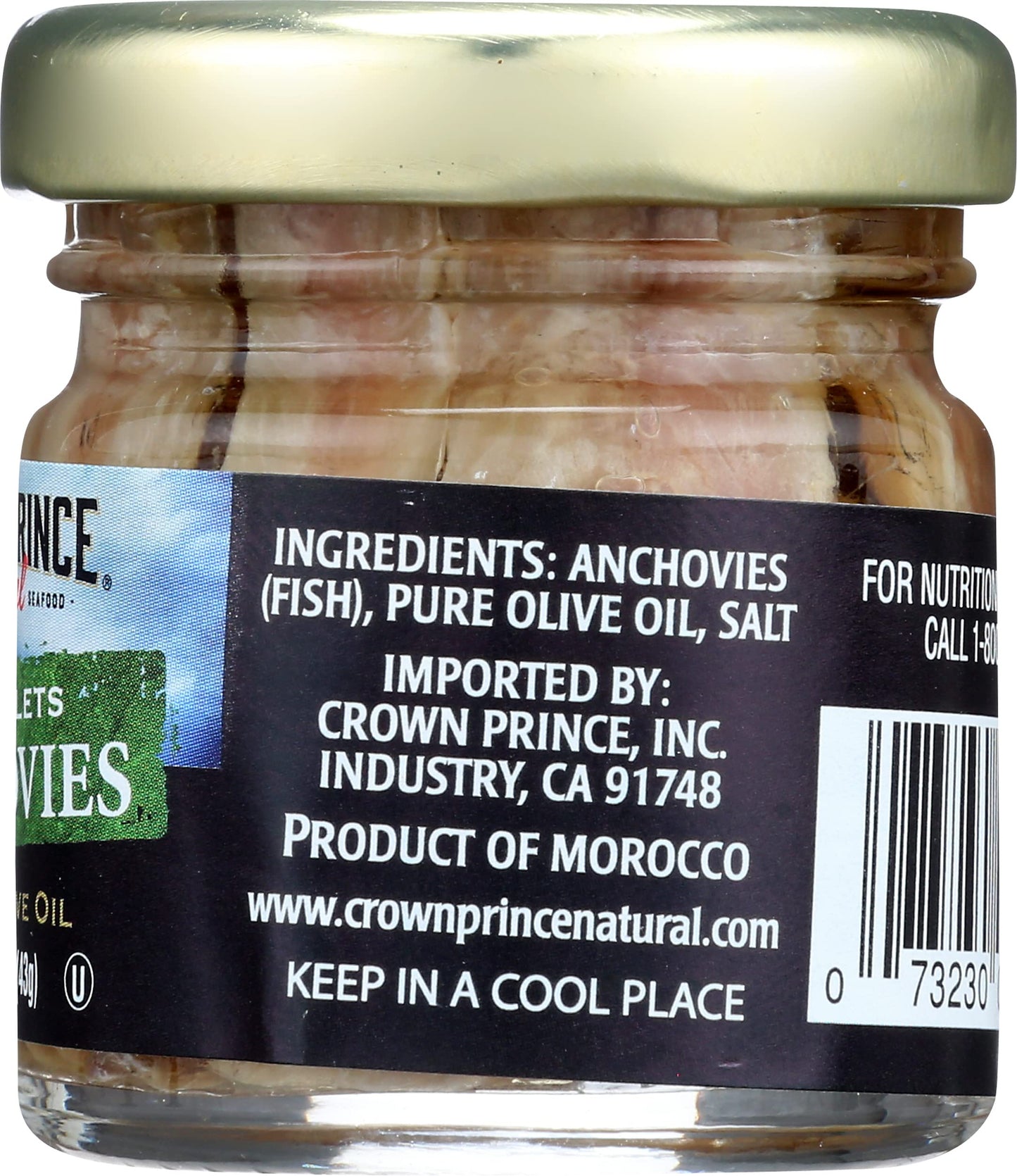 Crown Prince Natural Flat Fillets Anchovies In Pure Olive Oil, Non Gmo, 1.5 Ounce (Pack Of 1)