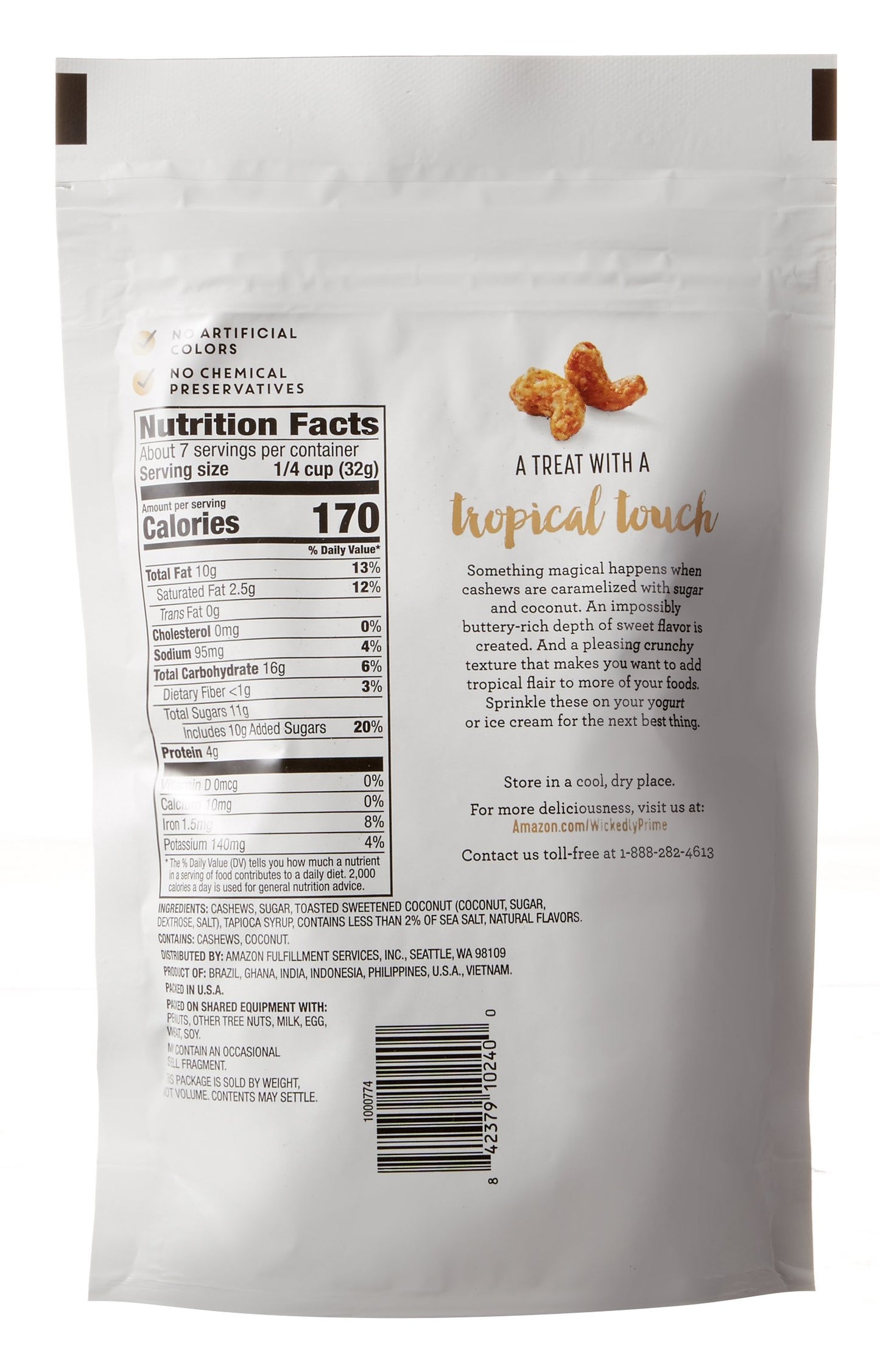 Wickedly Prime Roasted Cashews, Coconut Toffee, 8 Ounce