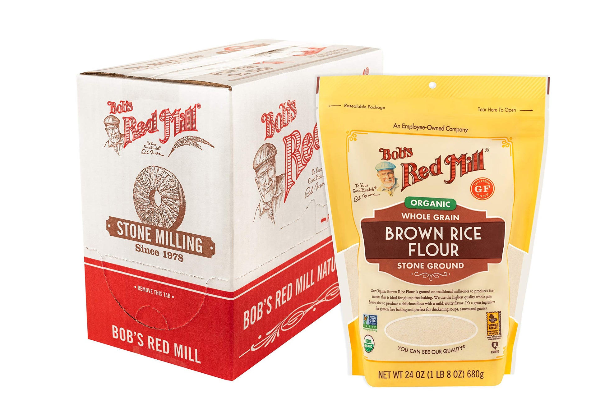 Bob s Red Mill Organic Brown Rice Flour, 24oz (Pack of 4) - Non GMO, Whole Grain, Vegan, Kosher
