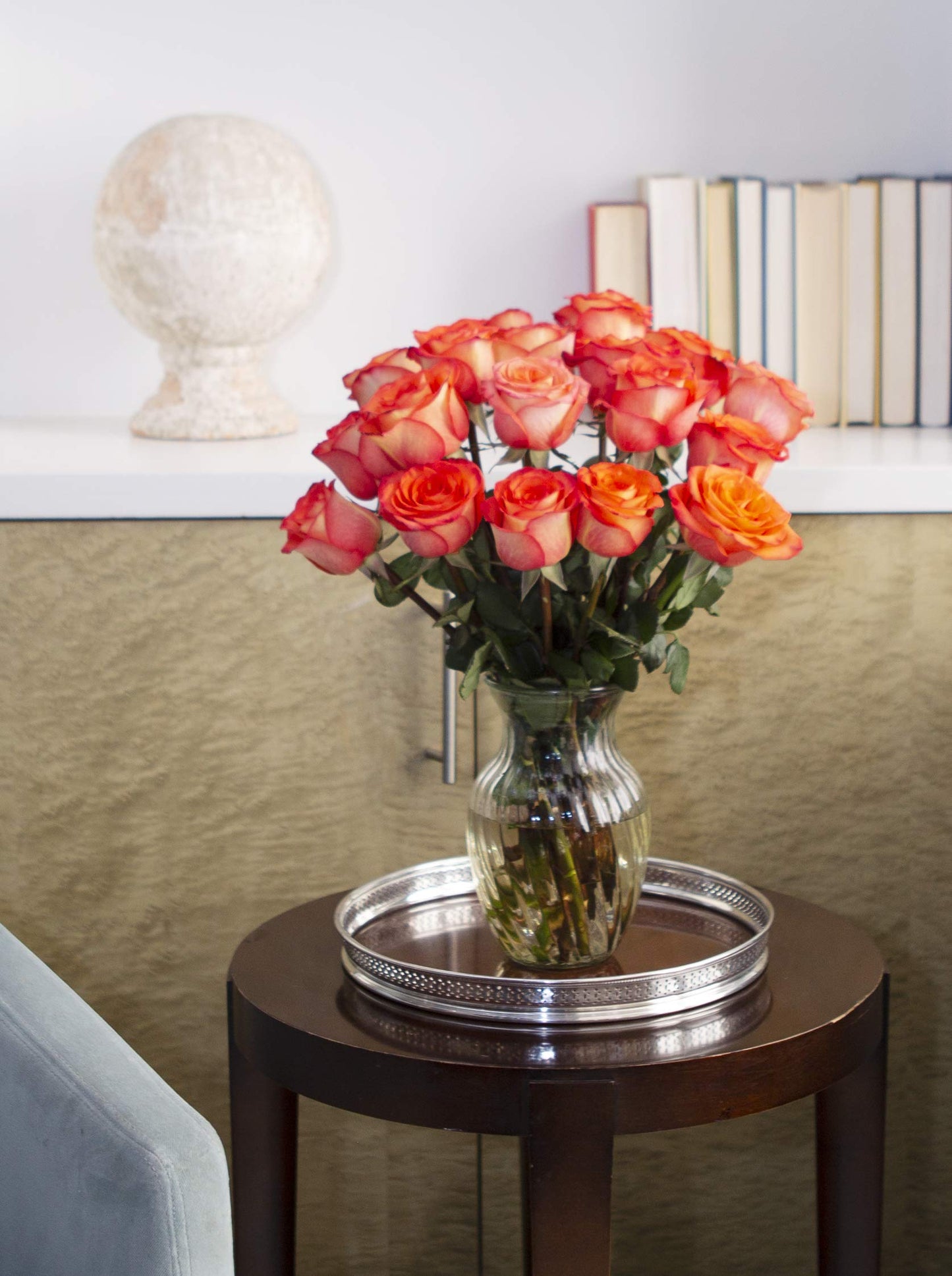 KaBloom Fresh Orange Roses Bouquet - 18 Long-Stem Flowers for Gifts - Model KADF2760-V999-A999