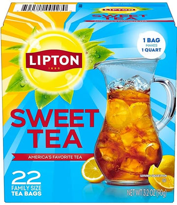 Lipton Southern Sweet Tea Iced Tea Drink Mix 22 Family Size Tea Bags 90.7g Box
