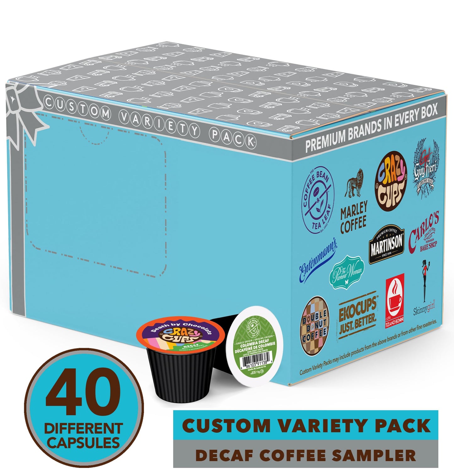 Crazy Cups Decaf Flavoured Coffee Pods - Medium Roast, 40 Count, Compatible with Keurig K Cups