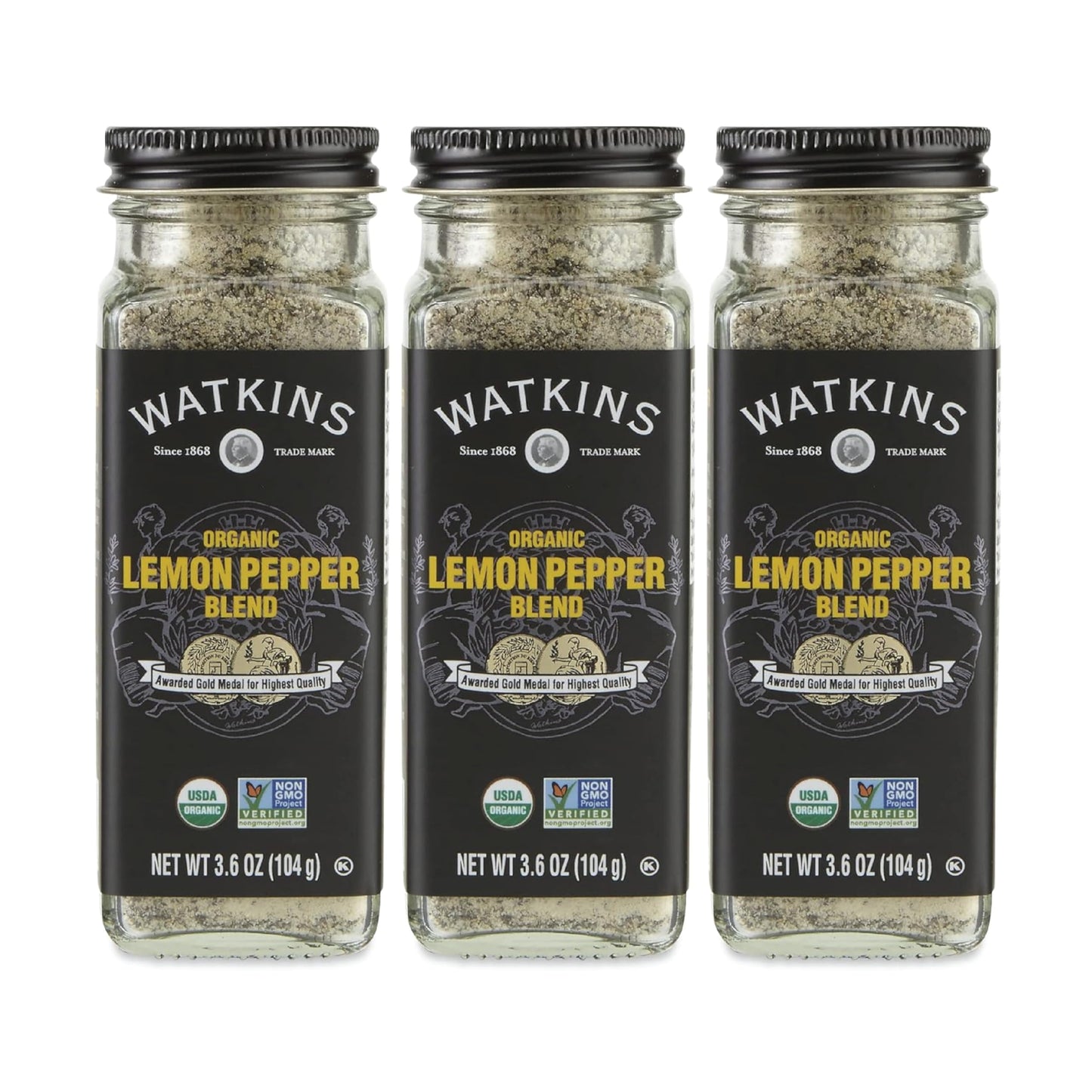 Watkins Gourmet Organic Spice Jar, Lemon Pepper Blend, 3.6 Ounce (Pack of 3)