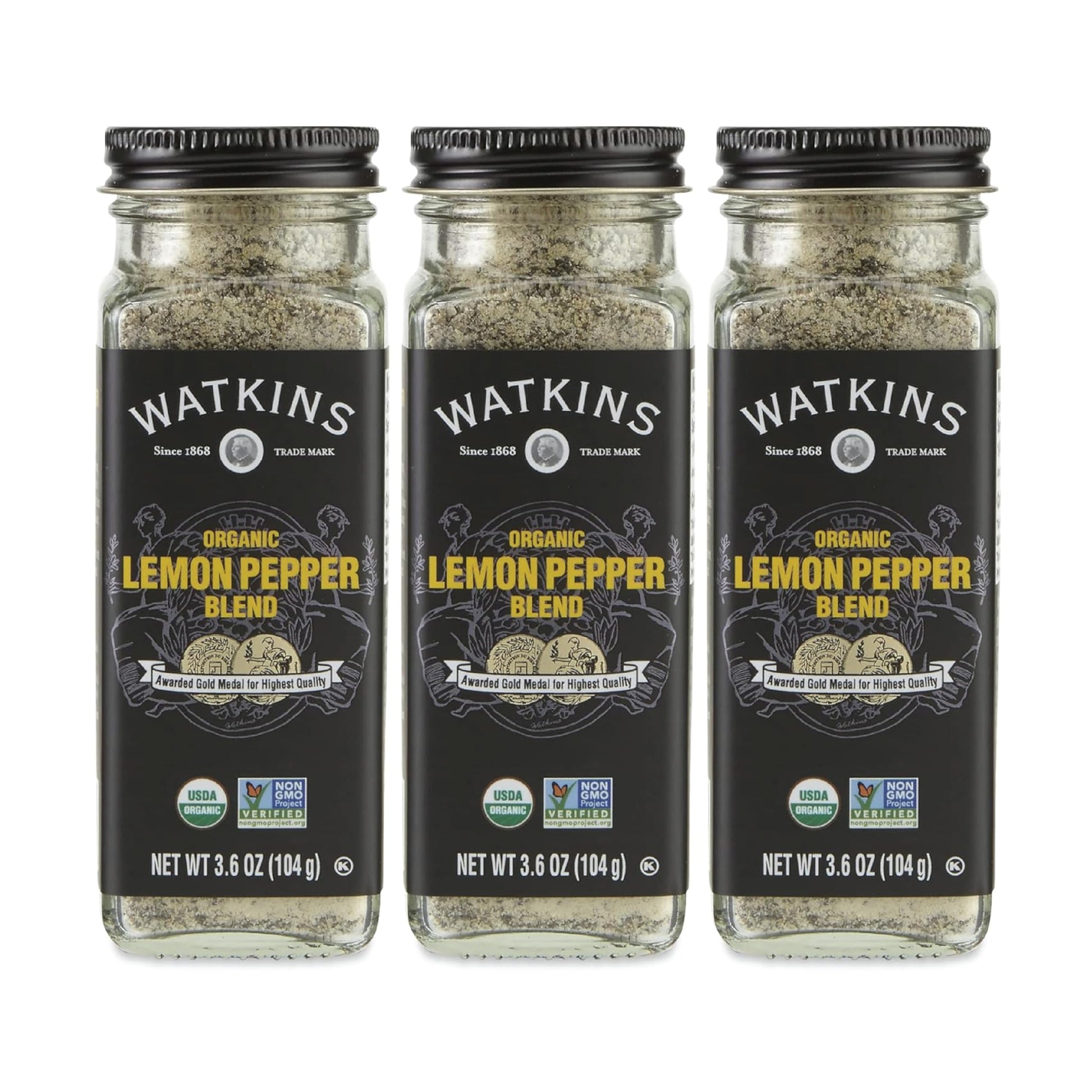 Watkins Gourmet Organic Spice Jar, Lemon Pepper Blend, 3.6 Ounce (Pack of 3)