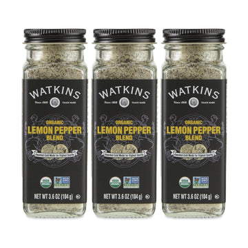 Watkins Gourmet Organic Spice Jar, Lemon Pepper Blend, 3.6 Ounce (Pack of 3)
