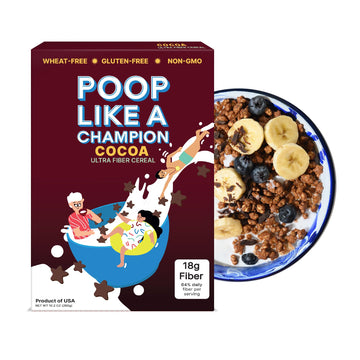Chocolate High Fiber Cereal 18G Fiber | Gluten Free Healthy Bran Cereal | Poop Like A Champion Cocoa Cereal - Healthy Cereal Wit