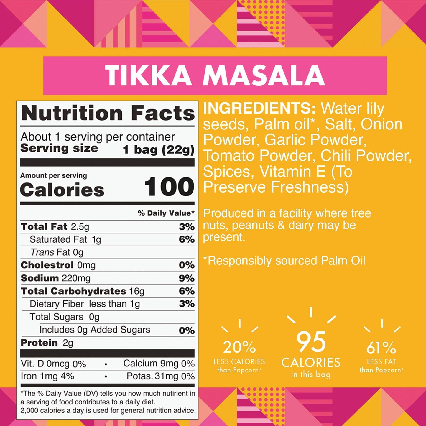 Taali Tikka Masala Water Lily Pops (10-Pack) - Savory Flavor From India | Crunchy Superfood Snack | Protein-Rich Roasted Pops |