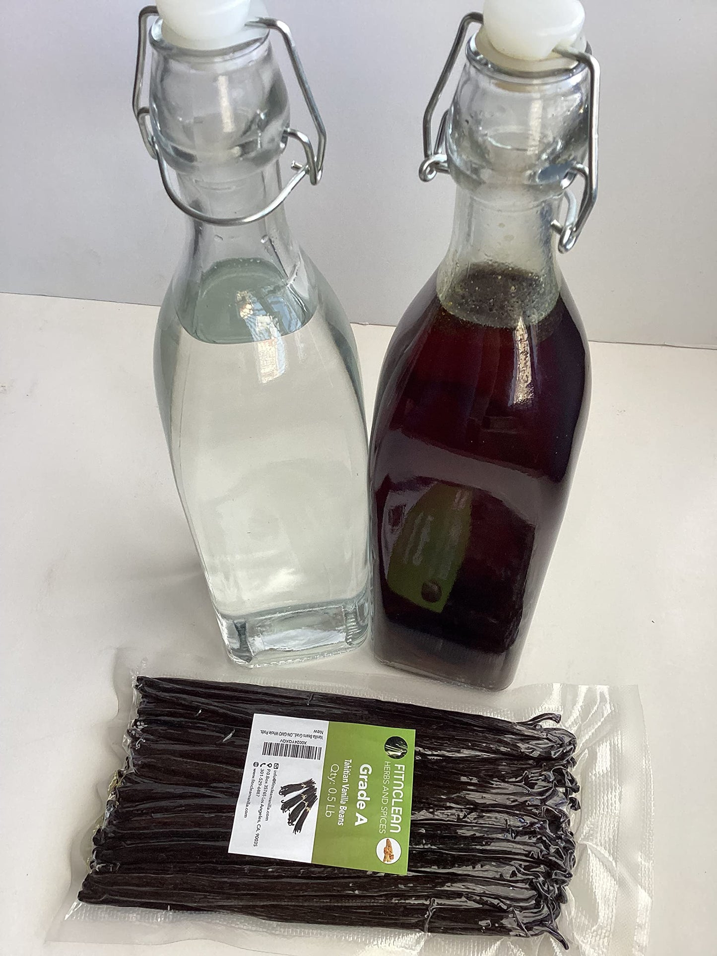 FITNCLEAN VANILLA 8oz Tahitian Vanilla Beans Grade A Bulk Pods for Extract, Cooking & Baking - Fresh Non-GMO Whole Pods (0.5Lb)
