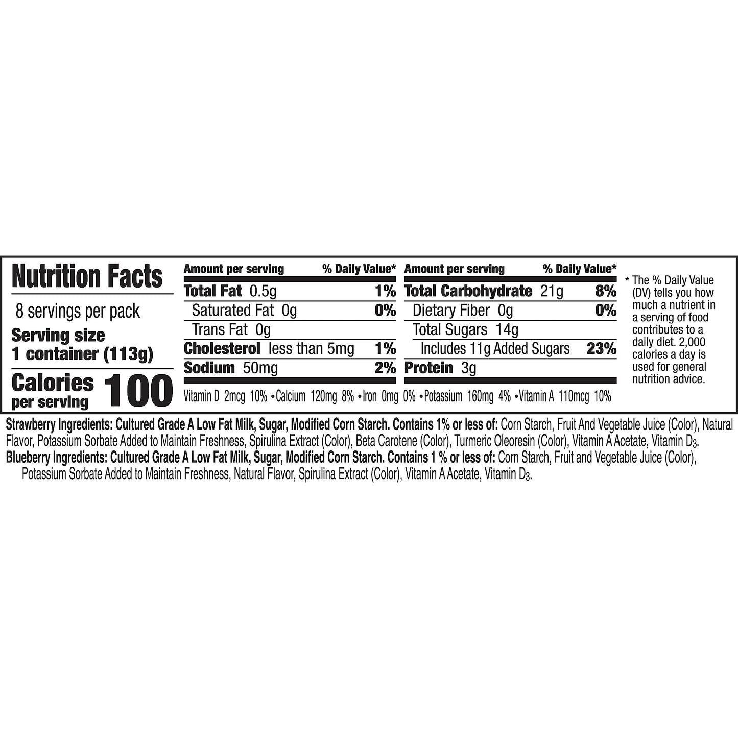 Yoplait Low Fat Kids Yogurt, Disney Frozen Variety Pack, Strawberry and Blueberry, Gluten Free Snacks, 8 Yogurt Cups