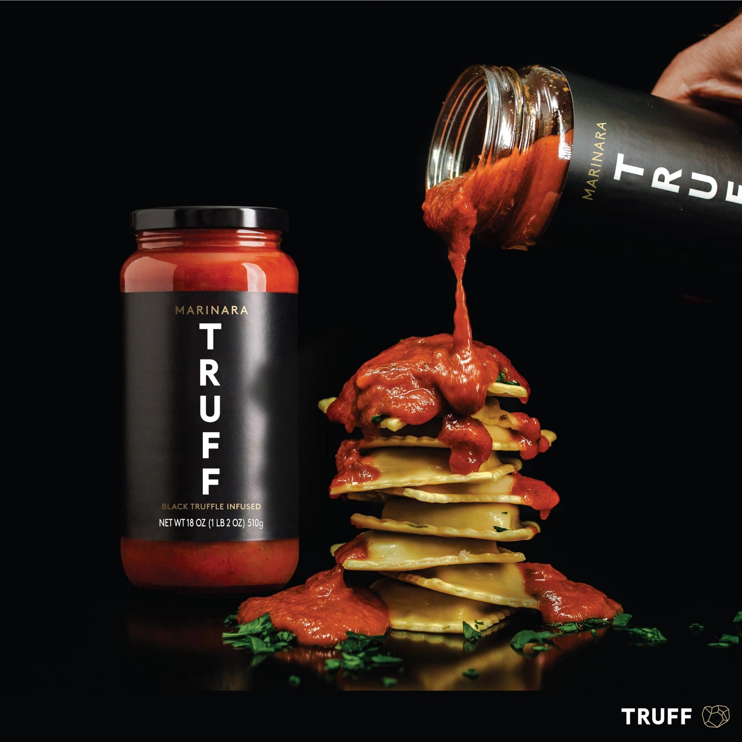TRUFF Pasta Sauce, Black Truffle Marinara | Flavorful Tomato Sauce for Pasta, Pizza, and More | Non-GMO, Vegan, Pack of 2 (Marin