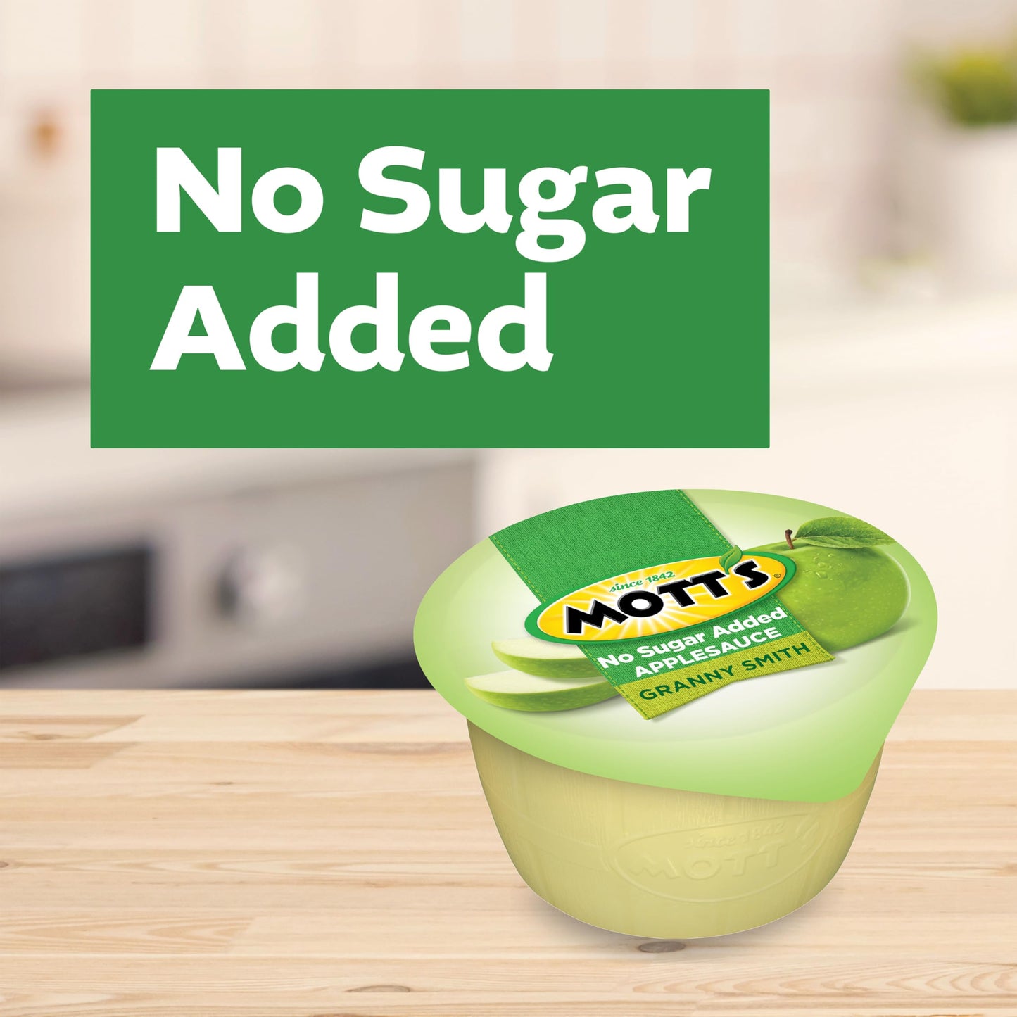 Mott s No Sugar Added Granny Smith Applesauce, 3.9 Oz Cups, 72 Count (12 Packs Of 6), Good Source Of Vitamin C, No Artificial F