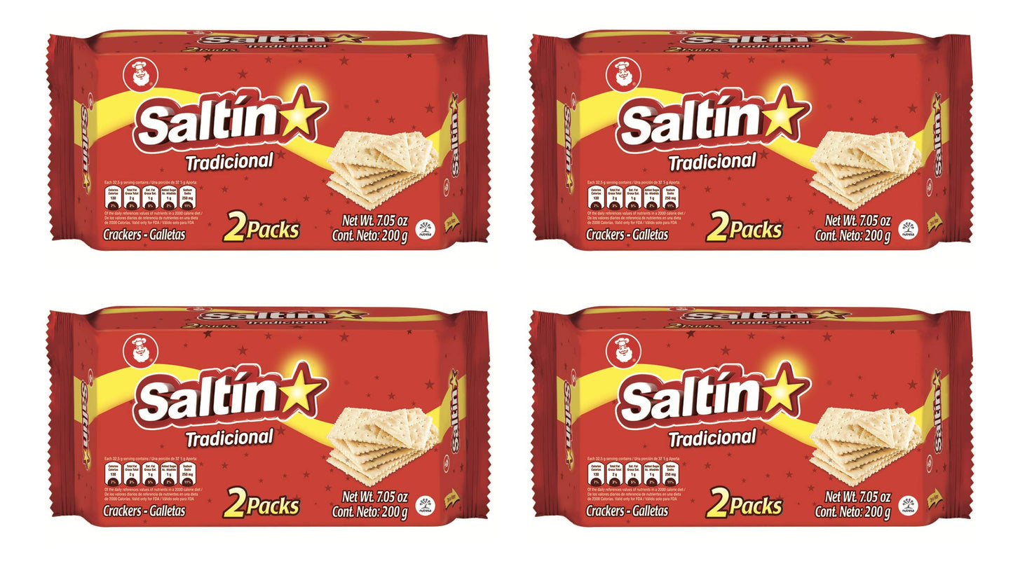 Saltin Noel Original Crackers | Crispy Flavor | Touch of Salt | 7.05 Oz (Pack of 4)