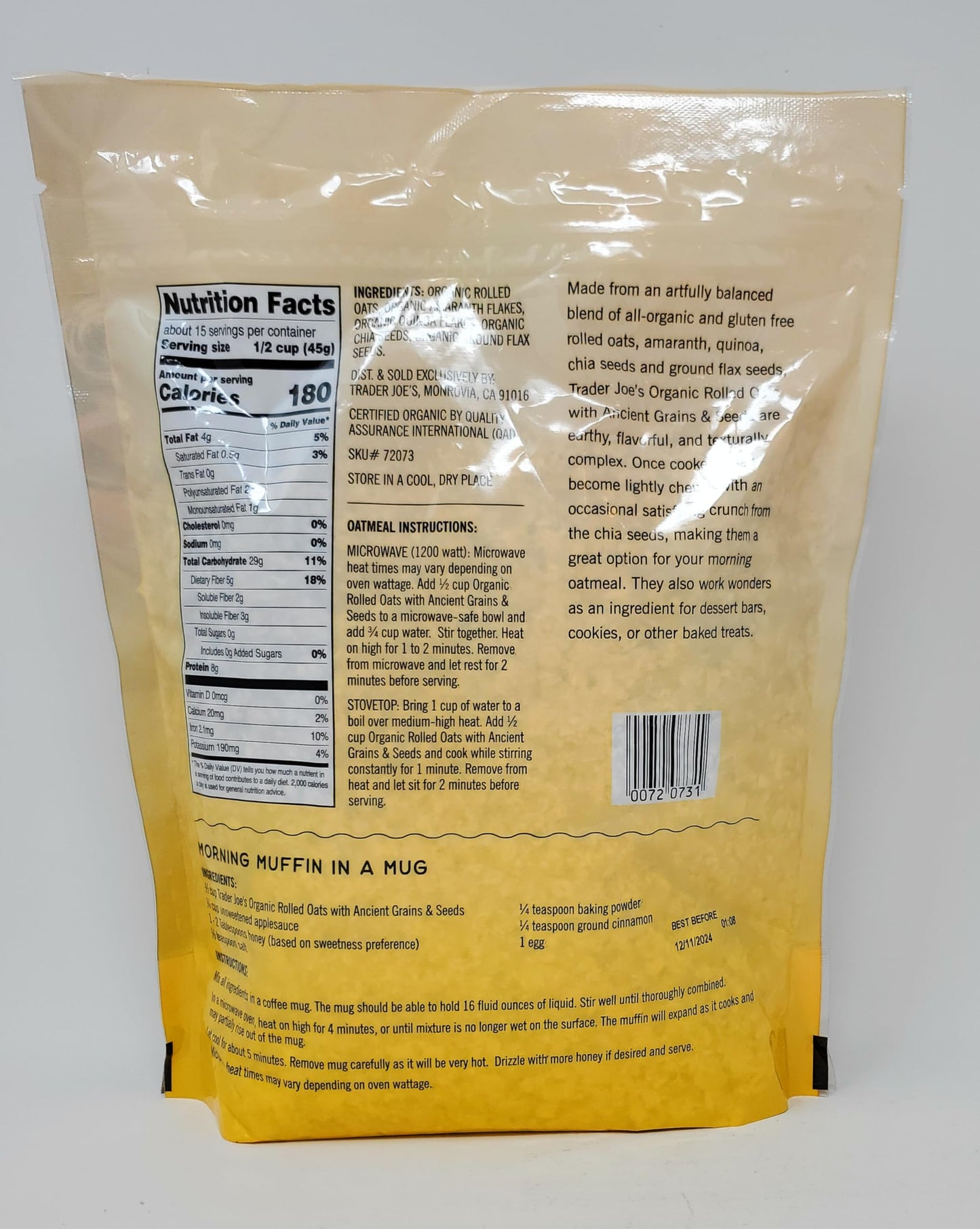 Generic Trader Joe'S Gluten Free Organic Rolled Oats With Ancient Grains & Seeds 24 Oz/680G (Pack Of 1)