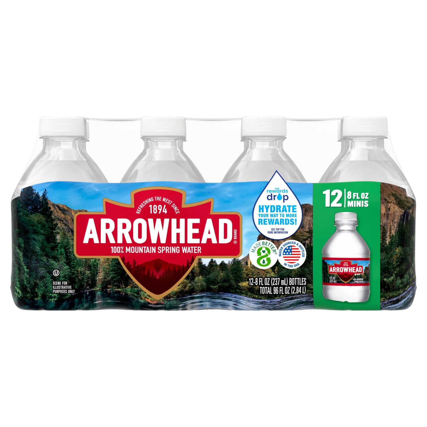 Arrowhead Mountain Spring Water Bottles, 12 Pack - Still Bottled Water with Naturally Occurring Minerals & Electrolytes - 8 Fl O
