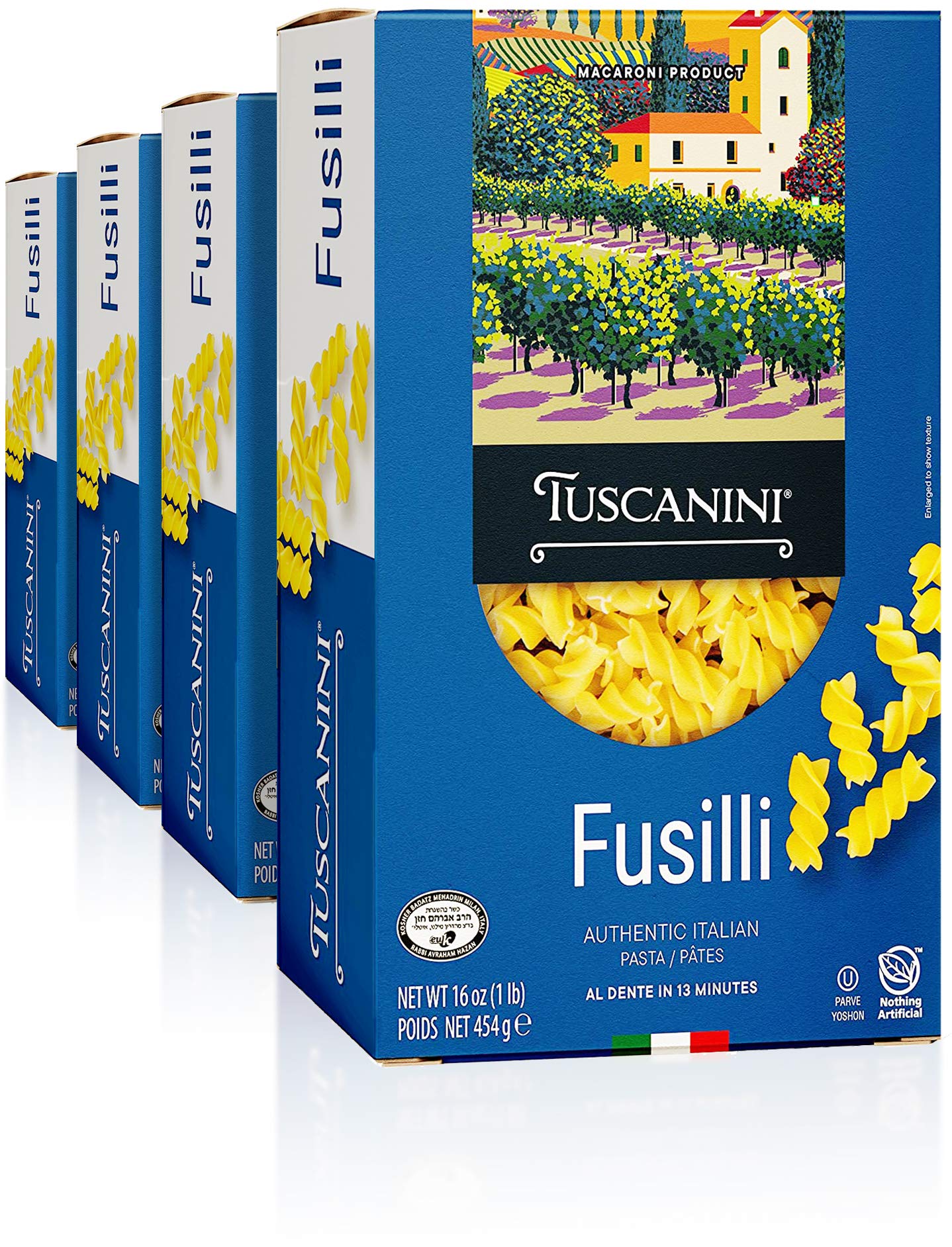 Tuscanini Fusilli Pasta, 16oz (Pack of 4), Made with Premium Durum Wheat, Cooks in 13 Minutes