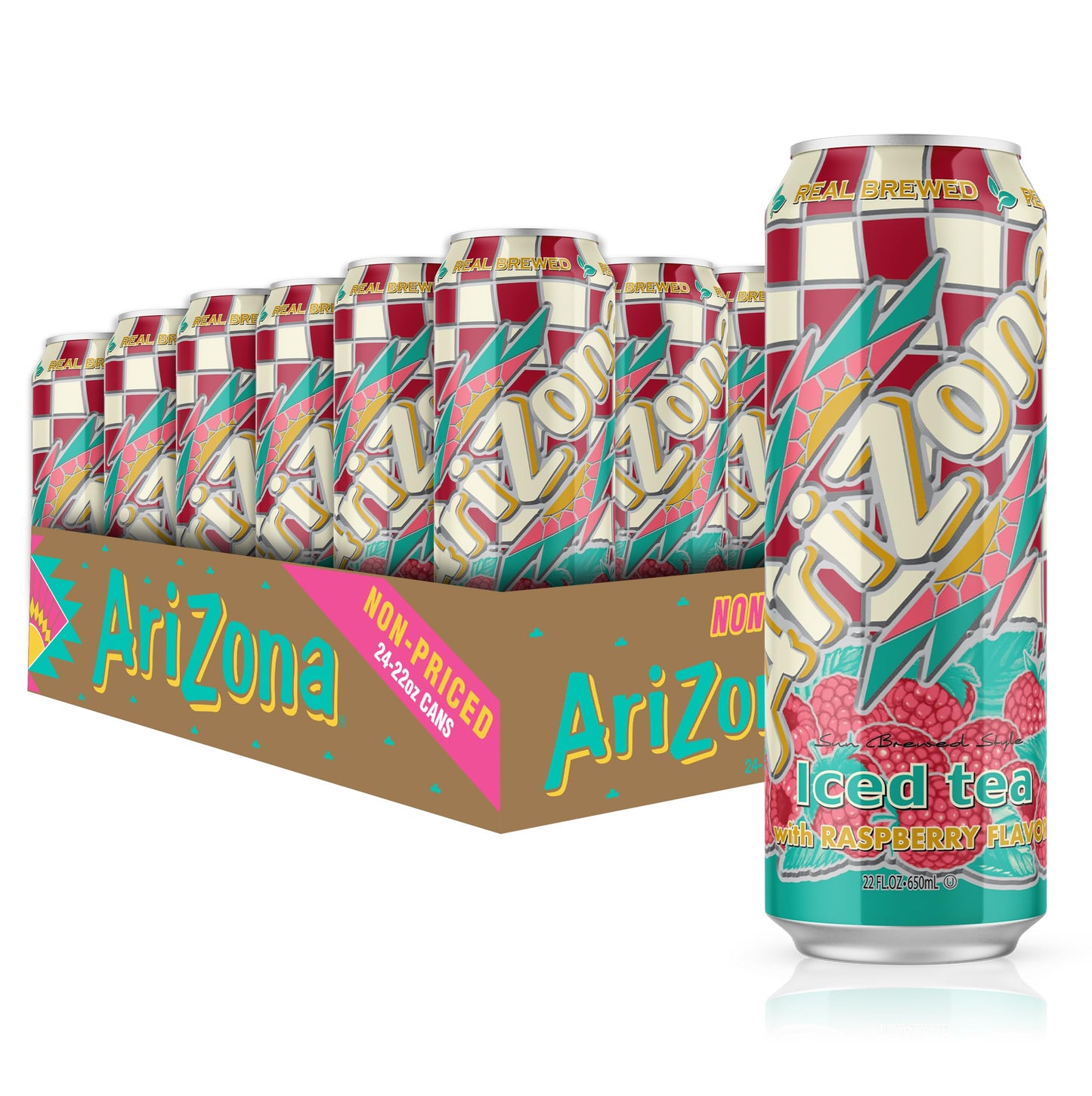 AriZona Raspberry Tea - Big Can, 23 Fl Oz - Pack of 24