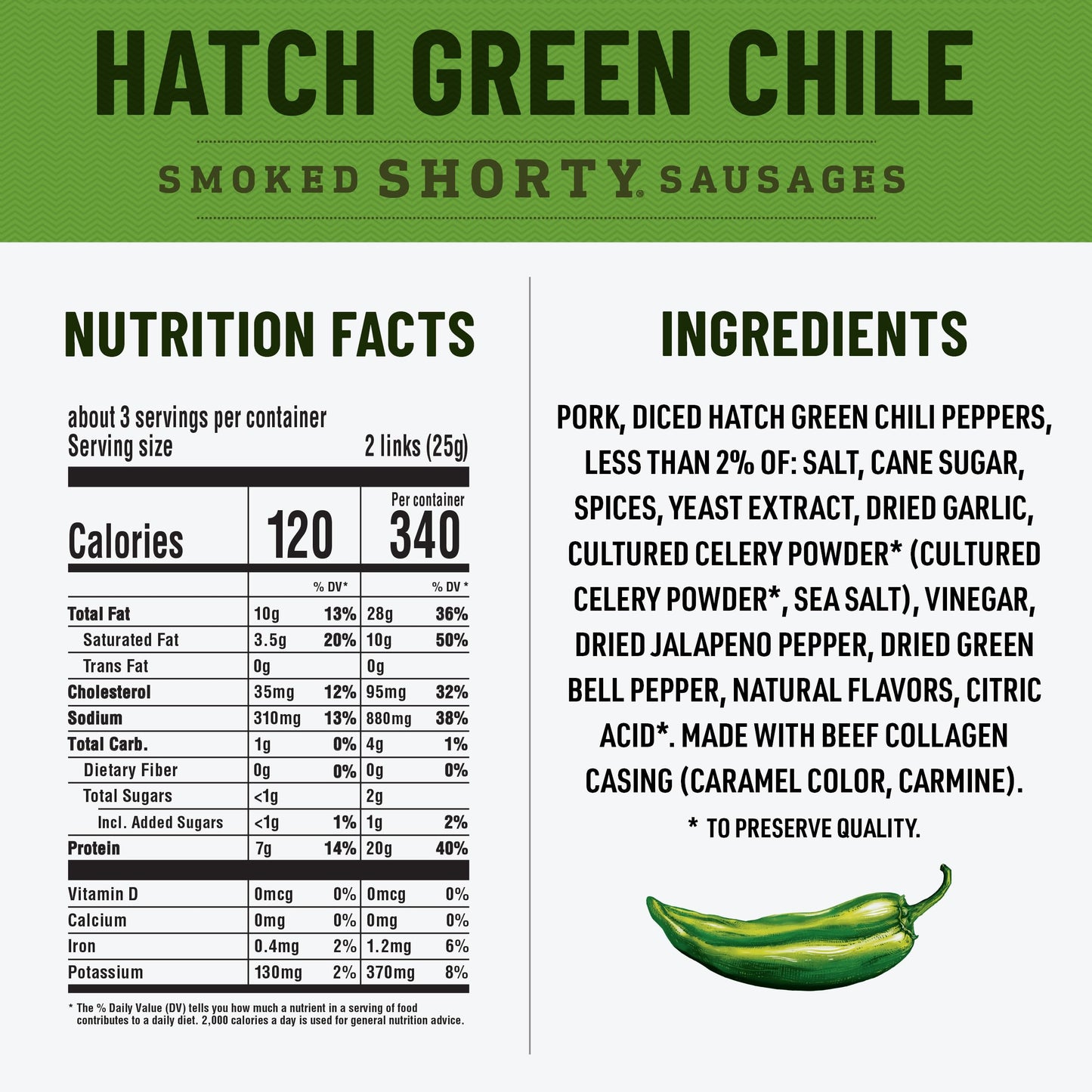 Dukes Original  Hot and Spicy  and Hatch Green Chile Smoked Shorty Sausages Variety Pack  Stocking Stuffer  2.5 oz each