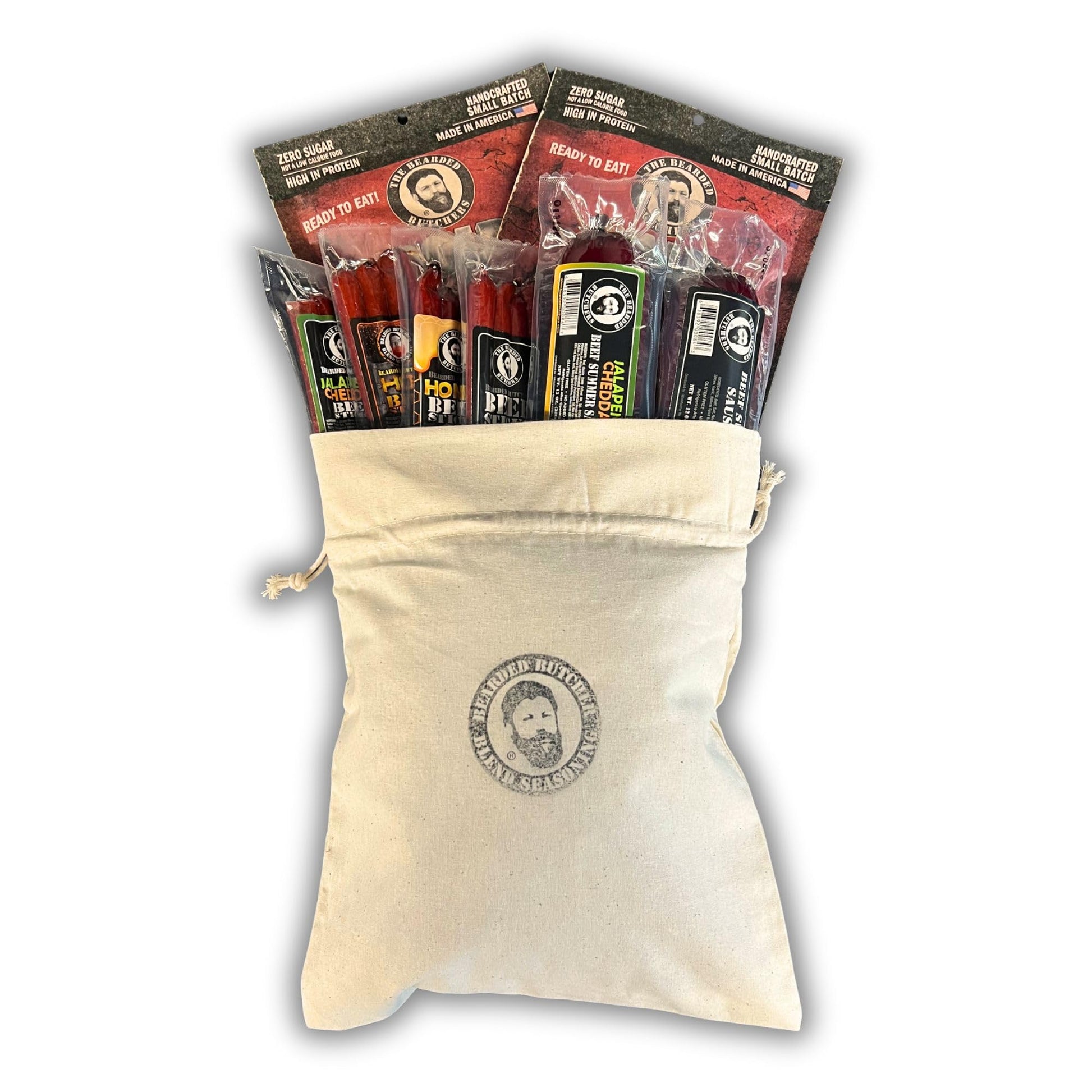 Bearded Butchers Carnivore Snack Sack – Beef Sticks Variety Pack, Summer Sausage & Bold Blend Biltong – High Protein, Gluten-Free, Ready-To-Eat Meat Snacks For Hiking, Travel, Bbq & Meat Lovers Gift