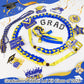 TKNOUS Graduation Ribbon Leis Kit, 10 Pcs Blue & Gold Candy Necklace with Honor Cord, Class of 2025, Lei-G Model