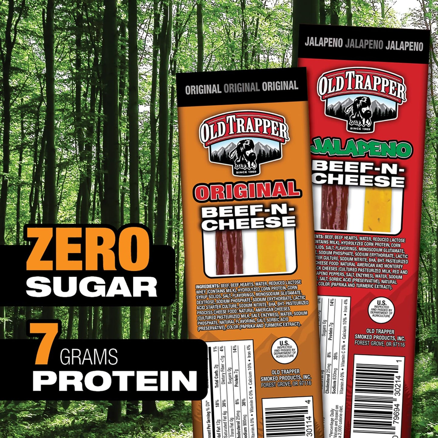 Old Trapper Beef Stick and Cheese Snack Pack, Original, 1.3 Ounce (Pack of 14)