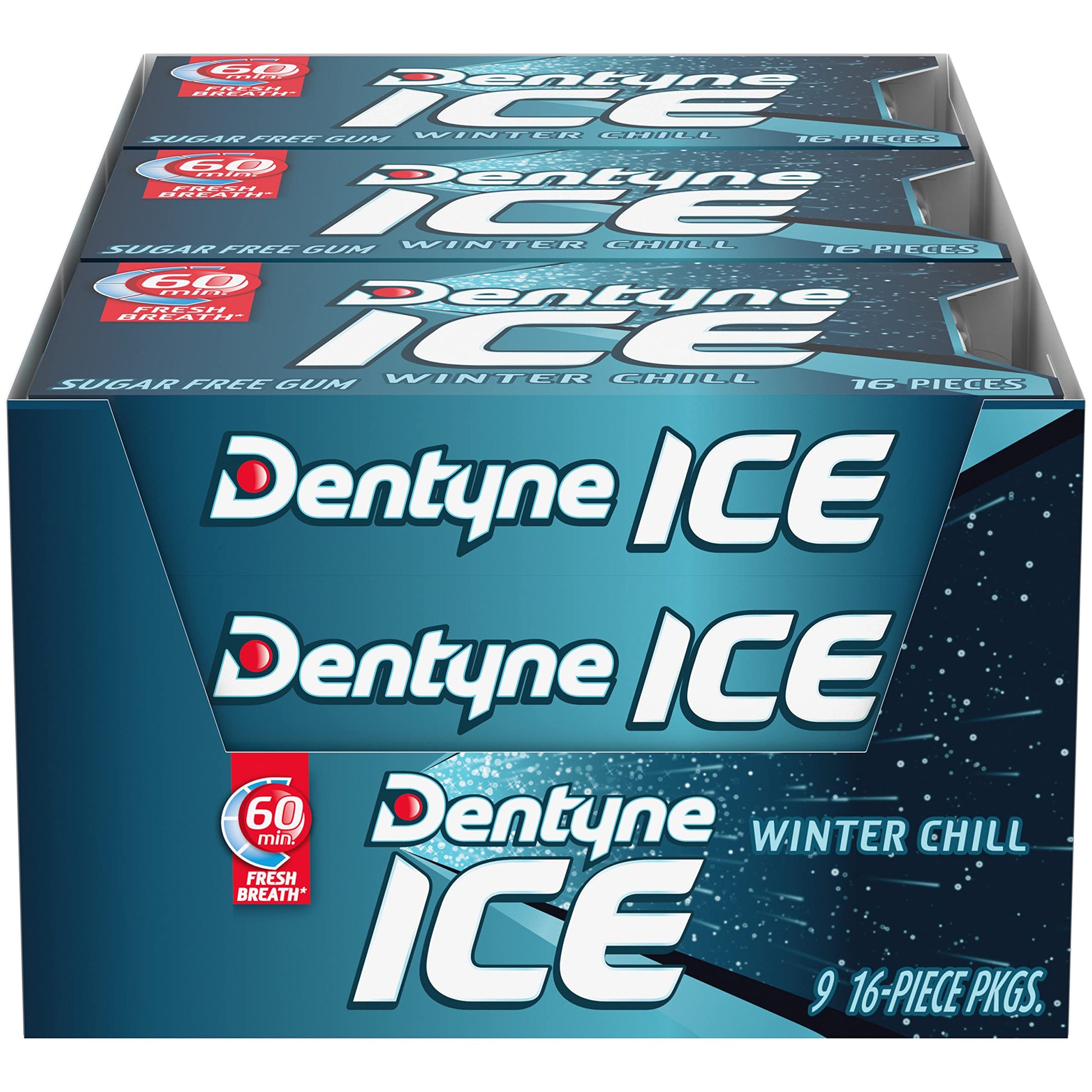 Oreo Dentyne Ice Winter Chill Gum - Sugar Free, 9 Packs of 16 Pieces (144 Total Pieces), Model 10012546005453