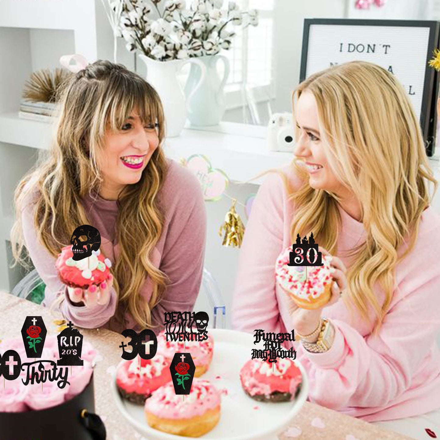 24 Pcs Death To My 20S Cupcake Toppers Glitter Rip 20S Cupcake Picks Death To My Twenties Funeral Cake Decorations For Rip To My