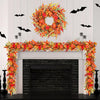 6ft Fall Garland for Mantle,Maple Leaf Garland with Pumpkins Berries Flowers,Thanksgiving Table Centerpiece Decor,Fall Autumn De
