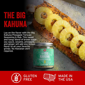 PS Seasoning Big Kahuna Pineapple Teriyaki Rub - Hawaiian BBQ Seasoning, 6.4 Ounce Pack, Ideal for Chicken, Pork, Beef, Fish, Vegetables