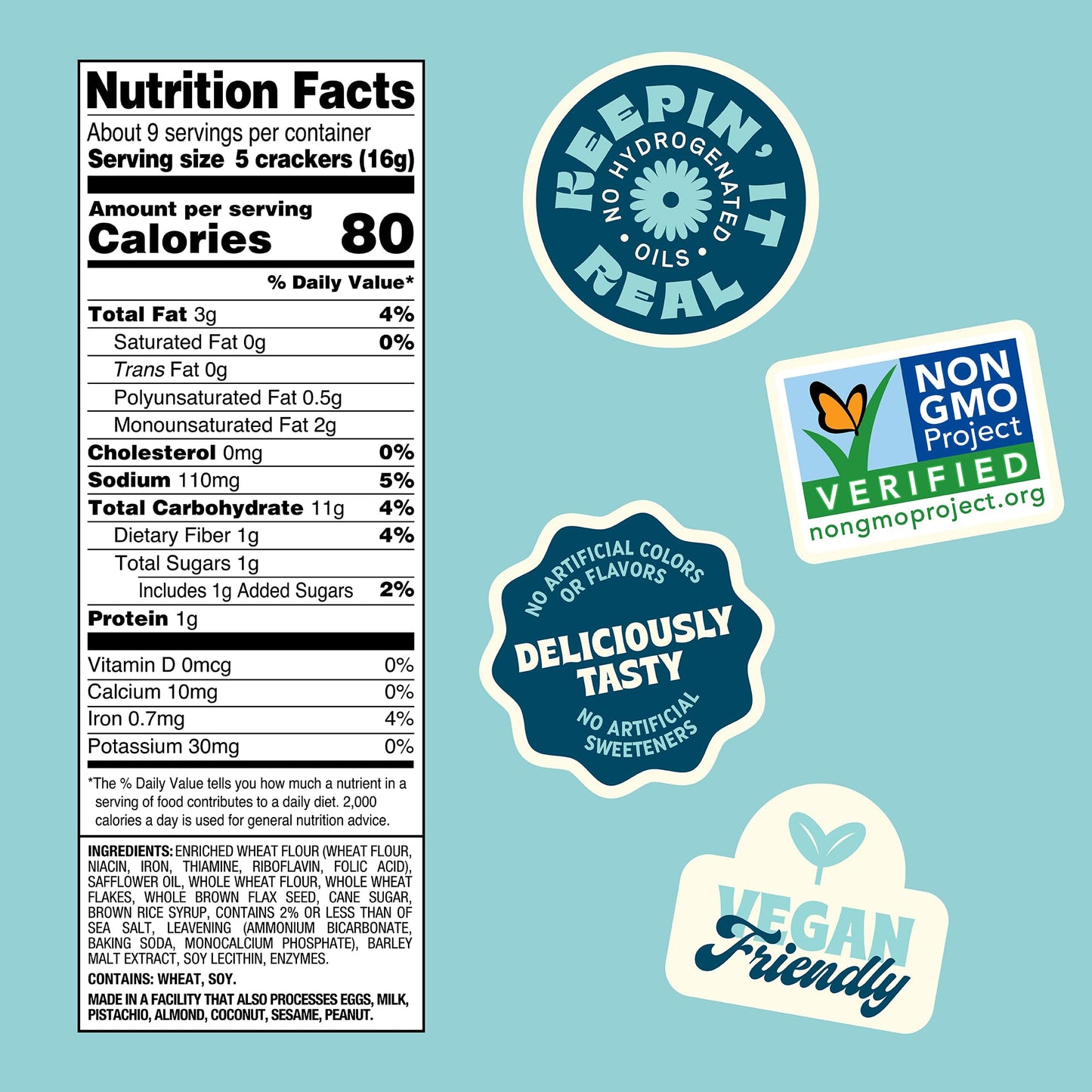Back to Nature - Stoneground Wheat Crackers - Made with Real Ingredients like Whole Grains and Flax Seed - Non-GMO - 5 Ounce
