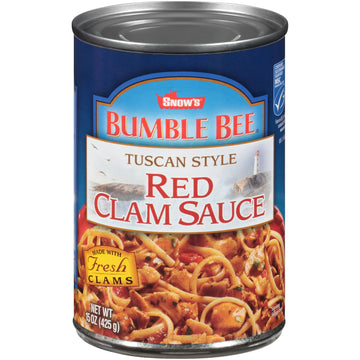 Snows Tuscan Style Red Clam Sauce, 15 oz - Authentic Italian Clam Sauce - Made with Fresh Clams, Garlic & Spices - Serve with Y