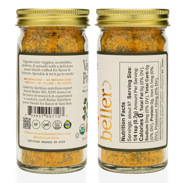 Beller Nutrition Vegitude Power | 1.4 oz | Organic Onion Powder & Garlic Powder No Salt Seasoning Spice Blend with Tumeric & Par