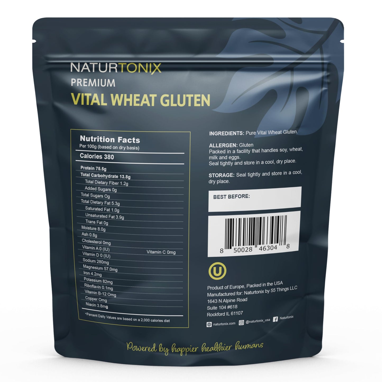 Naturtonix Premium Vital Wheat Gluten, For Bread Making, Baking & Seitan, High Protein, Non-Gmo, Vegan Friendly, Certified Koshe