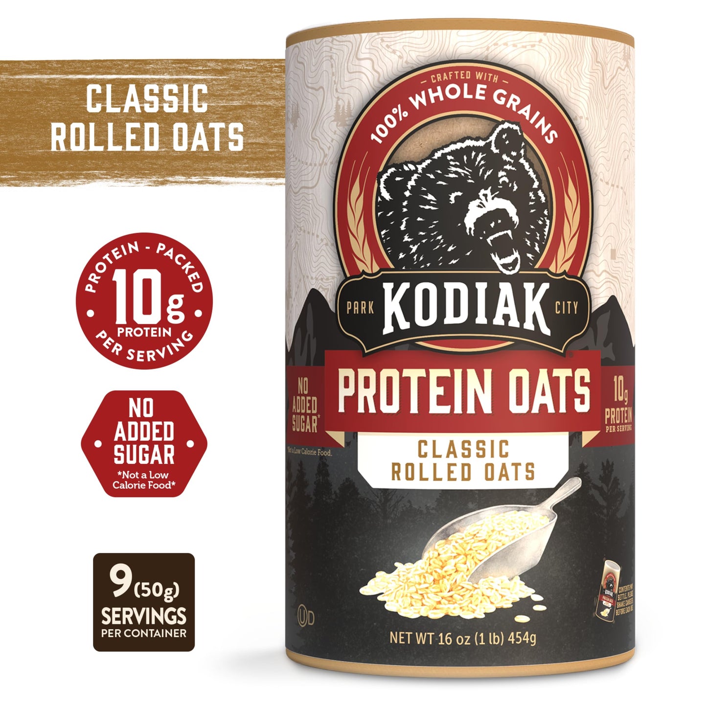 Kodiak Cakes Oatmeal Canister, Rolled Oats, High Protein, 100% Whole Grains (12 Canisters)