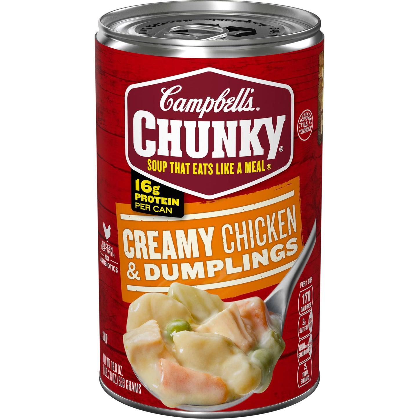 Campbell's Chunky Soup, Creamy Chicken and Dumplings, 18.8 Oz Can - Hearty Meal, Ready to Eat, Convenient Pack of 1