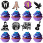 YCTHUNFISH Cupcake Toppers, 24 Pack Glitter Wednesday Addams, Paper, W 6.2 x H 7.8, Black Bat Girl Birthday Party Decorations