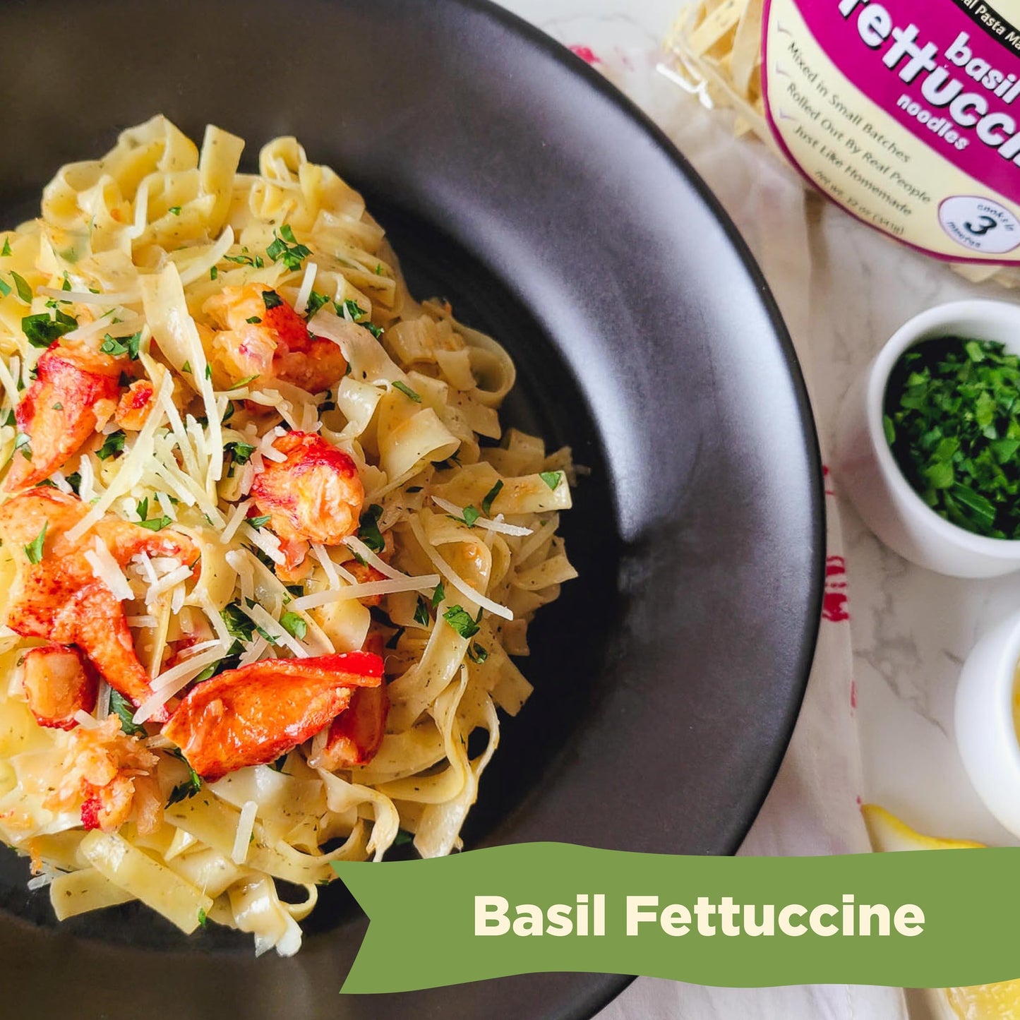 Al Dente Basil Fettuccine - All-Natural  Hand-Crafted Egg Pasta - Delicious And Versatile - Traditional Noodles Made With Cage-Free Eggs  Semolina  and Basil  12oz Bags (Pack of 6)