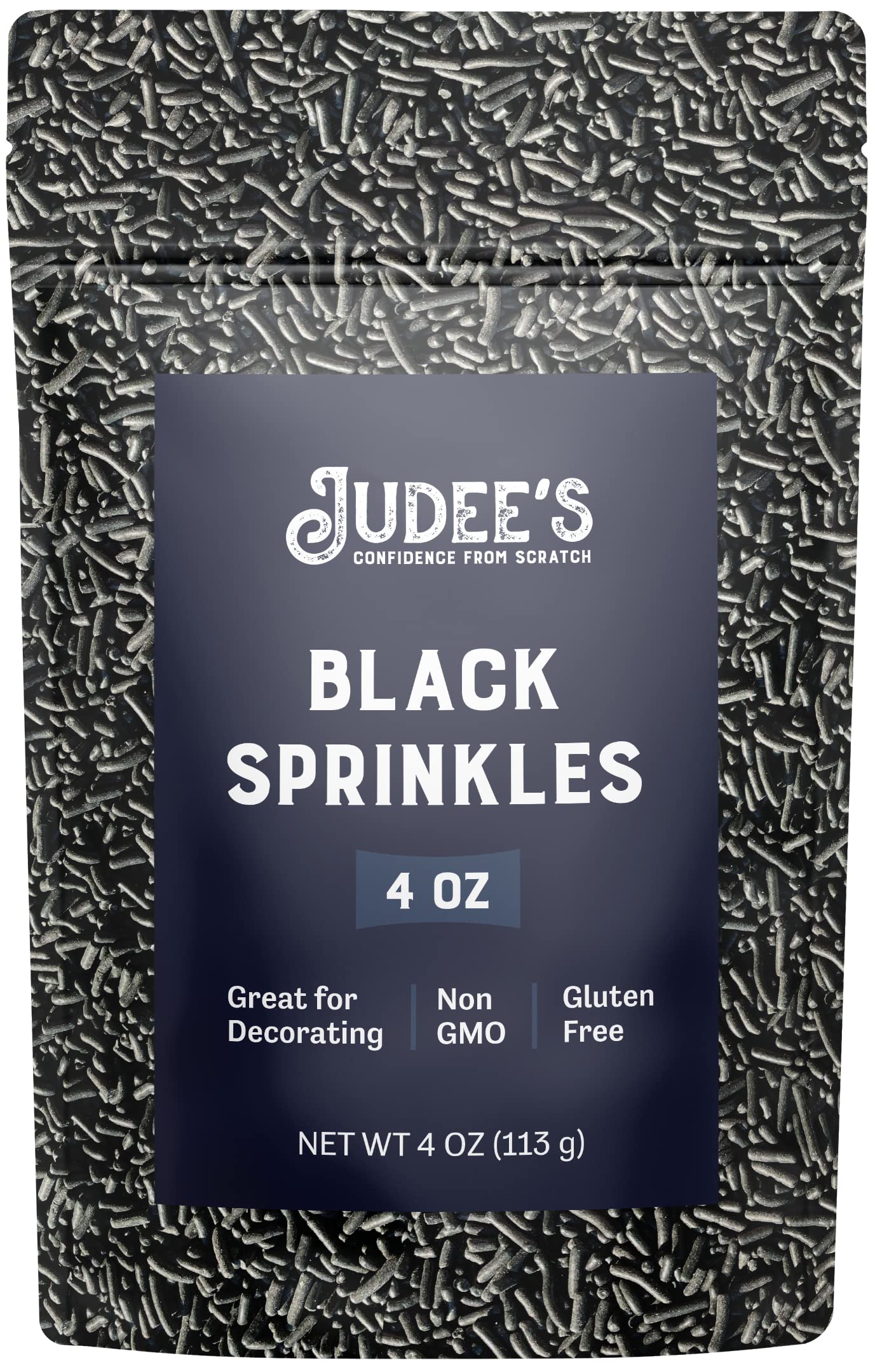 Judees Black Sprinkles - 4 oz Gluten-Free Baking and Topping Sprinkles